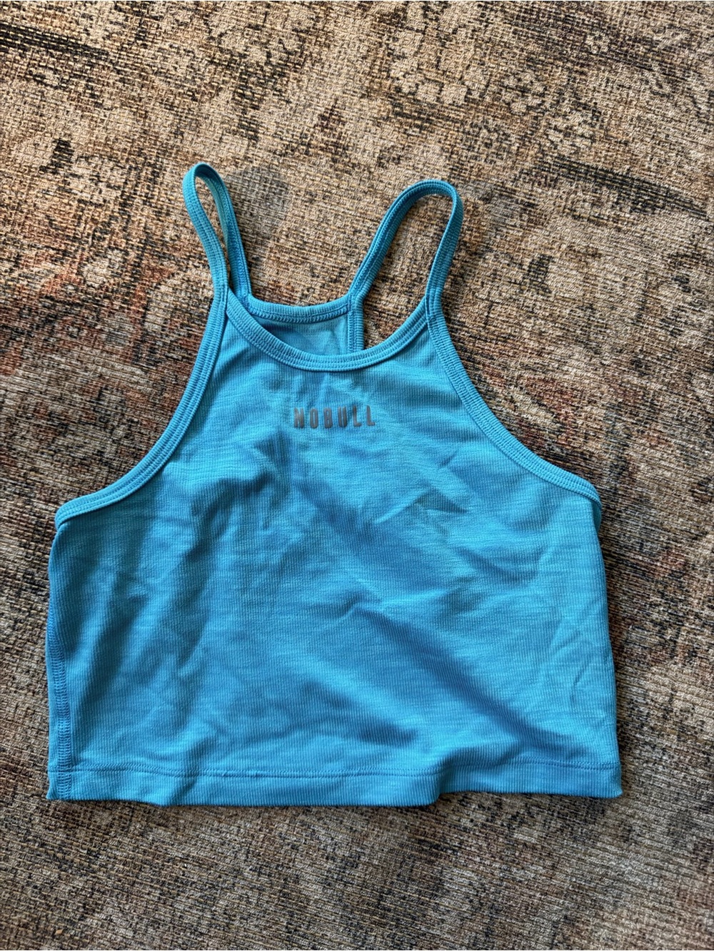 NOBULL Women's Turquoise High-Neck Halter Crop Top